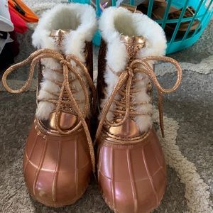 Justice Rose Gold Glitter Boots- Size 13
